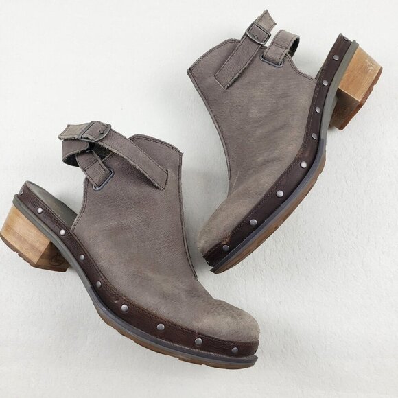Chaco Shoes - Chaco Cataluna Clog Womens 11 Nickel Gray Studded Leather Comfort Boho Bootie